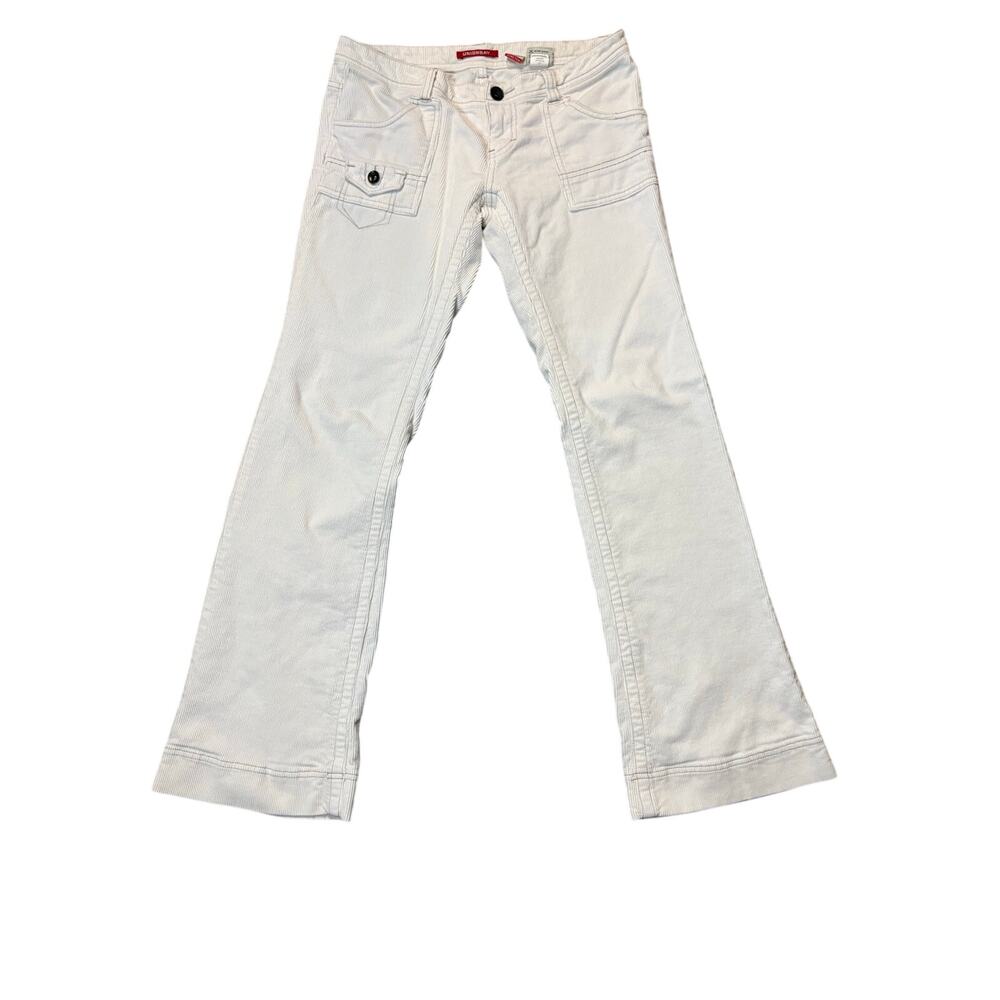 Vintage Y2K Unionbay White Corduroy Low Rise Flare Jeans Stretch 5 Patch Pockets - Picture 1 of 12